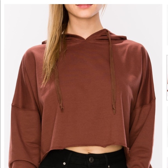 Drop Shoulder Crop Hoodie - Picture 2 of 5